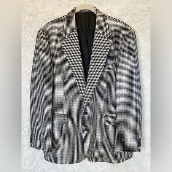 Haggar Imperial Gentleman’s Fit Men’s Houndstooth Suit Jacket Blazer Size 44L - Picture 1 of 9